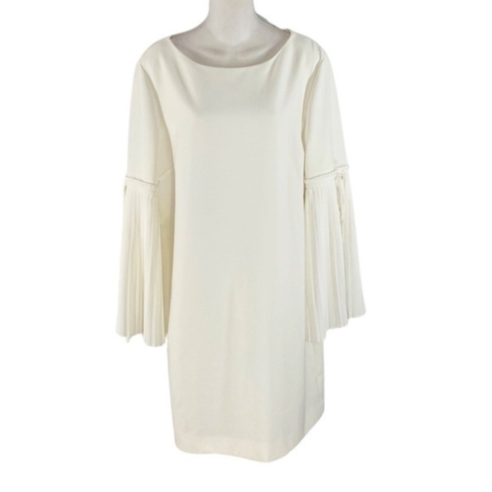 Antonio Melani ivory pleated sleeve shift dress